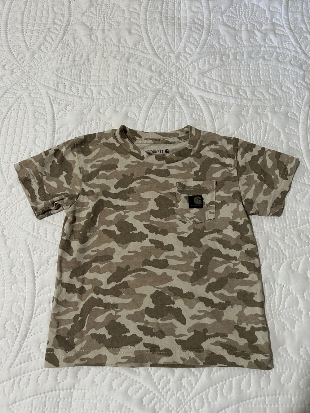 Carhartt Kids' Short-Sleeve Beige Camo Pocket Tee - Sz: 2T